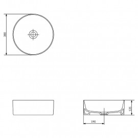 Раковина CREA 38см, на стільницю, кругла без зливу