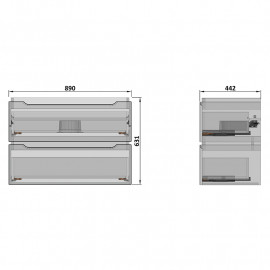 Шафка DOUBLE д/раковини COMO 90см, з шухлядами, підвісна, зібрана (UA)