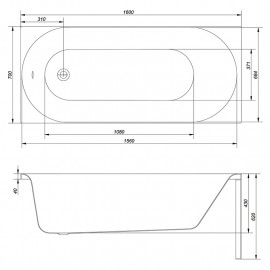 Ванна ABS OCTAVIA 160х70+НІЖКИ ТИП 1