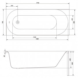 Ванна ABS OCTAVIA 170х70+НІЖКИ ТИП 1