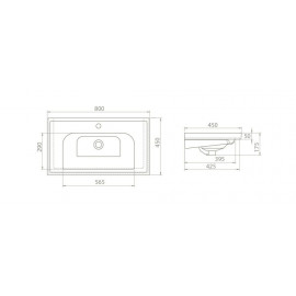 Тумба Омега консольная 80 см с умывальником Frame