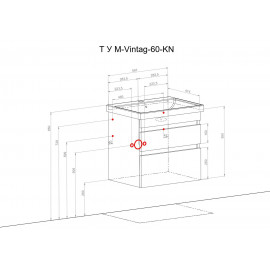 Тумба Винтаж (белый глянец) 60 см с умывальником Frame (консольная)