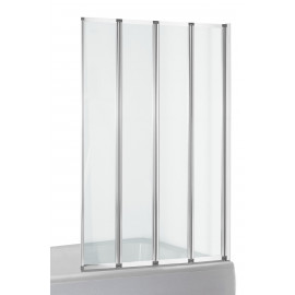 Шторка-гармошка на ванну 89*140см, прозрачное стекло 5мм, профиль хром