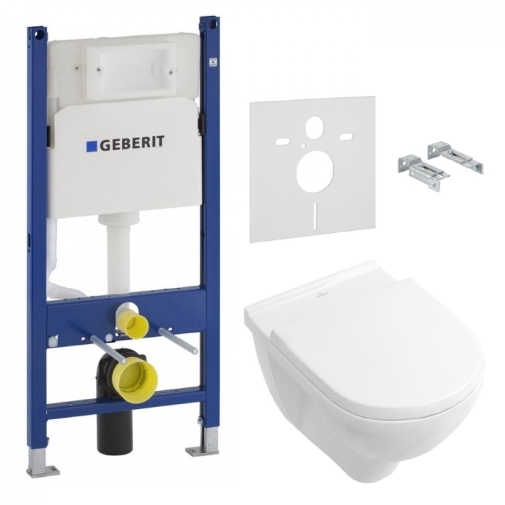 Комплект: O.NOVO DirectFlush унитаз подвесной 5660HR01 с сид. soft-close + Geberit Duofix 458.126.00.1