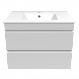 FIESTA комплект мебели 80см белый: тумба подвесная, 2 ящика + умывальник накладной арт 13-01-042D