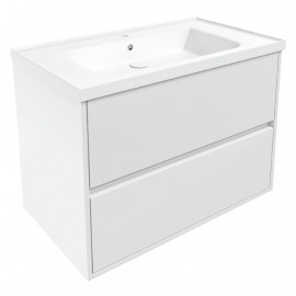 TEO комплект мебели 80см белый: тумба подвесная, 2 ящика + умывальник накладной арт 15-88-080