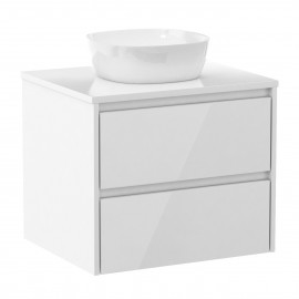 NETKA комплект мебели 60см, белый: тумба подвесная, со столешницей, 2 ящика + умывальник накладной арт i11143