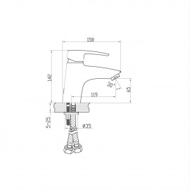 Смеситель для раковины  Lal 9FA123W99N10