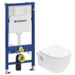 Набор инсталляционный: ALTEA Rimless унитаз подвесной, сиденье Slim slow-closing, 458.103.00.1 DUOFIX Basic инсталляция для унитаза, без клавиши