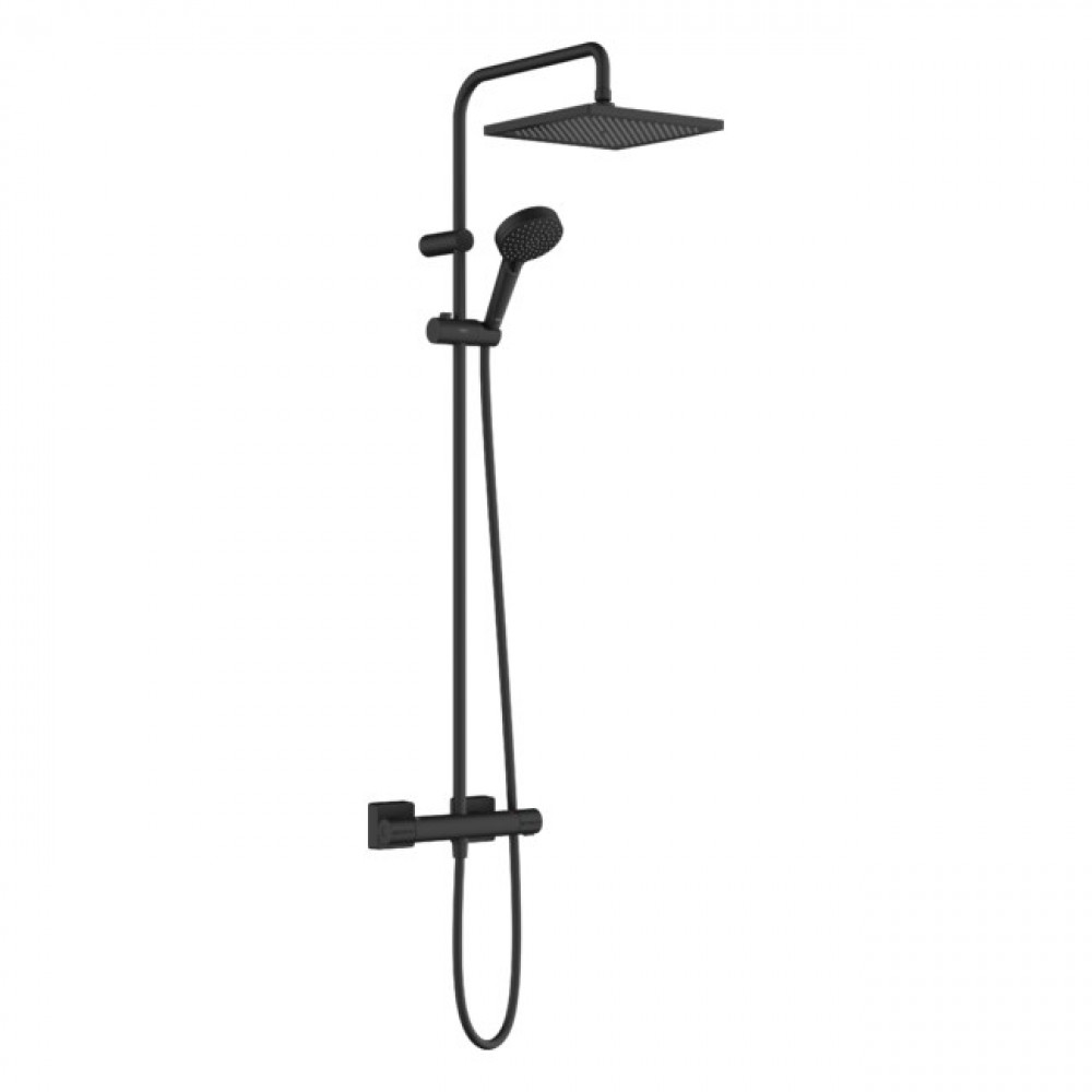 VERNIS SHAPE душевая система Showerpipe 240 с термостатом, 1jet, цвет черный матовый