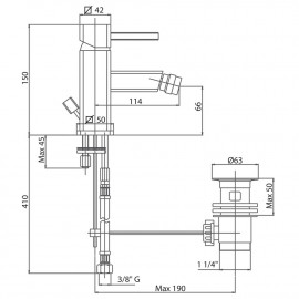 Смеситель для биде Bianchi Kubik BIDKBK2003IACRM с донным клапаном