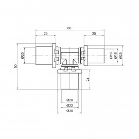 Тройник пресс Icma 20х20х16 №406