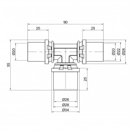 Тройник пресс Icma 20х26х20 №406