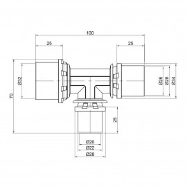 Тройник пресс Icma 26х20х32 №406