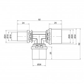 Тройник пресс Icma 26х26х16 №406