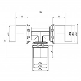 Тройник пресс Icma 32х26х32 №406