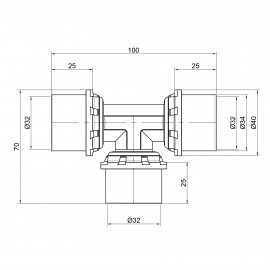 Тройник пресс Icma 32х32х32 №406