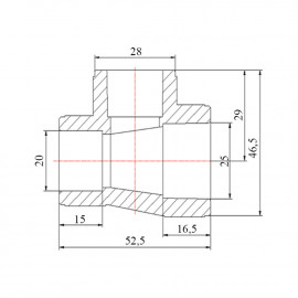 Тройник PPR Blue Ocean 25х20х20