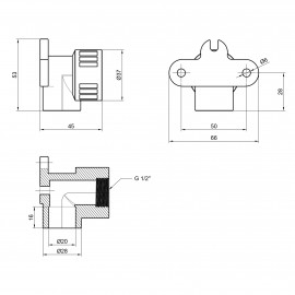 Уголок PPR Alfa Plast настенный 20х1/2