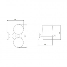 Стакан двойной GF (CRM)S-2808 с держателем зубных щеток