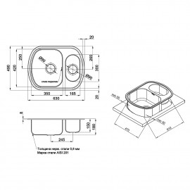 Кухонная мойка ULA 7703 U Satin (ULA7703SAT08)