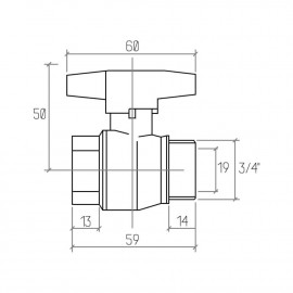 Кран шаровой Rastelli Nova Plus 3/4