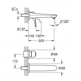 Внешняя часть смесителя для раковины Grohe Eurostyle 19571003 M-Size