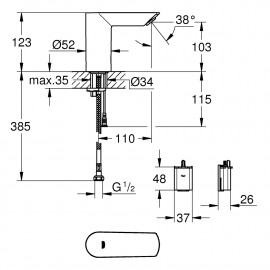 Кран для раковины бесконтактный Grohe BauCosmopolitan E 36452000