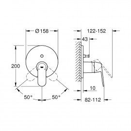 Внешняя часть смесителя для душа Grohe Eurosmart Cosmopolitan 24045000 на два потребителя