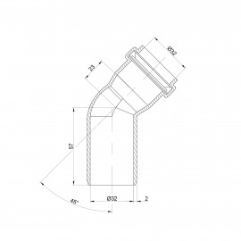 Колено PPR канализационное TA Sewage 32, 45°