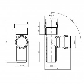 Тройник канализационный TA Sewage 32, 90°