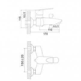 Смеситель для ванны Brinex 41C 006N
