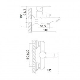 Смеситель для ванны Brinex 31C 006N