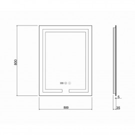 Зеркало Qtap Mideya 500х800 (DC-F936) с LED-подсветкой и антизапотеванием QT2078F936W