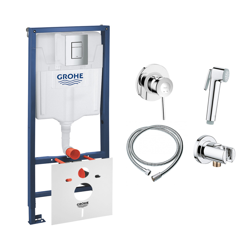 Комплект Grohe инсталляция Rapid SL 38772001 + набор для гигиенического душа со смесителем BauClassic 111048