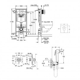 Комплект Grohe инсталляция Rapid SL 38772001 + набор для гигиенического душа со смесителем BauClassic 2904800S