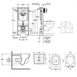 Набор инсталляция 4 в 1 Grohe Rapid SL 38722001 + унитаз с сиденьем Qtap Jay QT07335176W