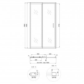 Душевая дверь в нишу Qtap Taurus CRM201-11.C6 97-108x185 см, стекло Clear 6 мм, покрытие CalcLess