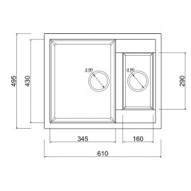 Кухонная мойка с дополнительной чашей Lidz 615x500/200 GRA-09 (LIDZGRA09615500200)