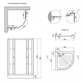 Душевая кабина Lidz Wieza SC90x90.SAT.LOW.L, стекло Linie 4 мм