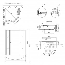 Душевая кабина Lidz Wieza SC90x90.SAT.HIGH.L, стекло Linie 4 мм