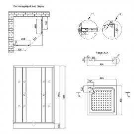 Душевая кабина Lidz Wiezak SC90x90.SAT.LOW.L, стекло Linie 4 мм