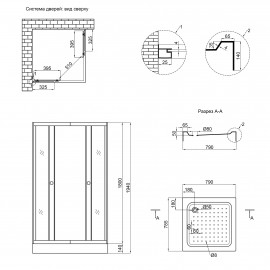 Душевая кабина Lidz Wawel SC80x80.SAT.LOW.GR, стекло тонированное 4 мм