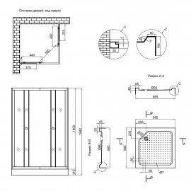 Душевая кабина Lidz Wawel SC90x90.SAT.LOW.GR, стекло тонированное 4 мм