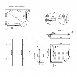 Душевая кабина Lidz Latwa SC120x85L.SAT.LOW.FR, стекло Frost 5мм, левая