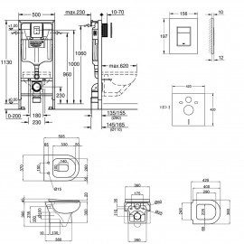 Набор инсталляция 5 в 1 Grohe Rapid SL 38827000 + унитаз с сиденьем Qtap Lark QT0331159W