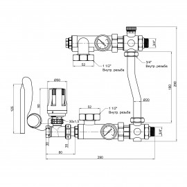 Смесительная группа SD Forte 1'' с байпасом SF003W25