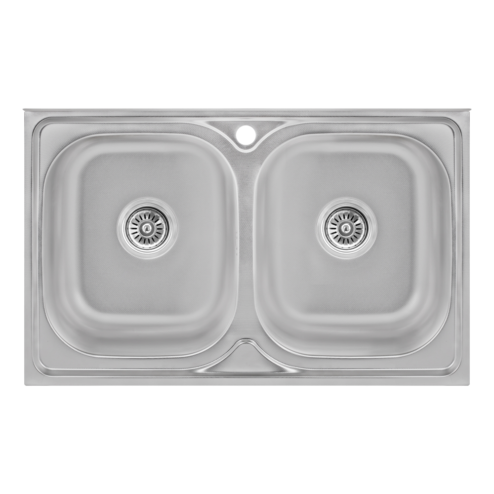 Кухонная мойка с двумя чашами Lidz 5080 0,8 мм Decor (LIDZ5080DEC08)