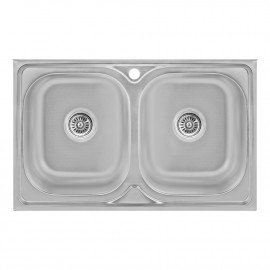 Кухонная мойка с двумя чашами Lidz 5080 0,8 мм Decor (LIDZ5080DEC08)