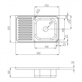 Кухонная мойка Lidz 5080-R 0,8 мм Decor (LIDZ5080RDEC06)